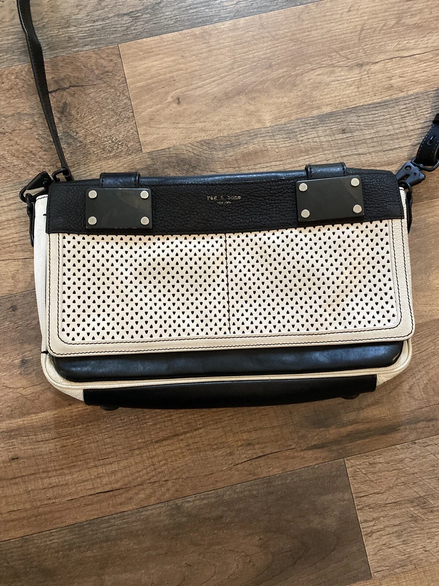 Rag Bone Goop Pilot Clutch Black White Trim Crossbody Used