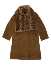 Luisa Spagnoli Womens Overcoat It 44 Medium Brown Animal Print Virgin Wool Bk09