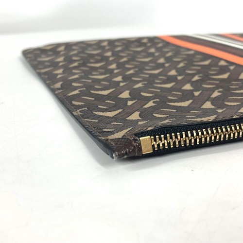 BURBERRY TB logo Pouch Bag Clutch bag Leather Brown/Orange - Picture 6 of 14