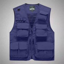NEW Mens Cargo Multi Pocket Utility Vest Fishing Hiking Camping Gilet Waistcoat