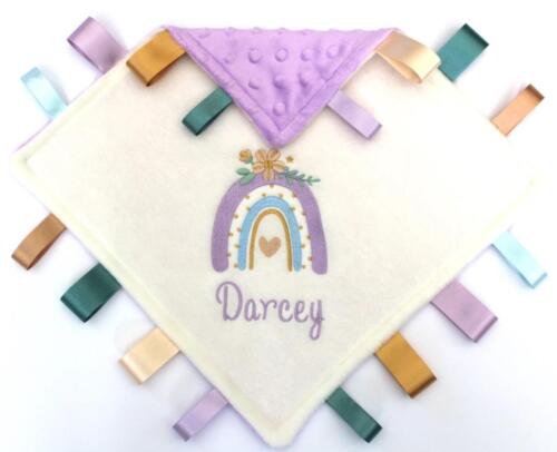 Personalised Comforter Baby Blanket Rainbow Taggy Newborn Girl, Christening Gift - Picture 5 of 6