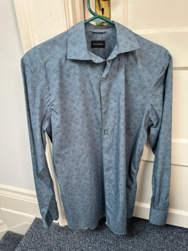 Ermenegildo Zegna NWOT Blue Floral LS Button-up Shirt $500 MSRP - Picture 1 of 6