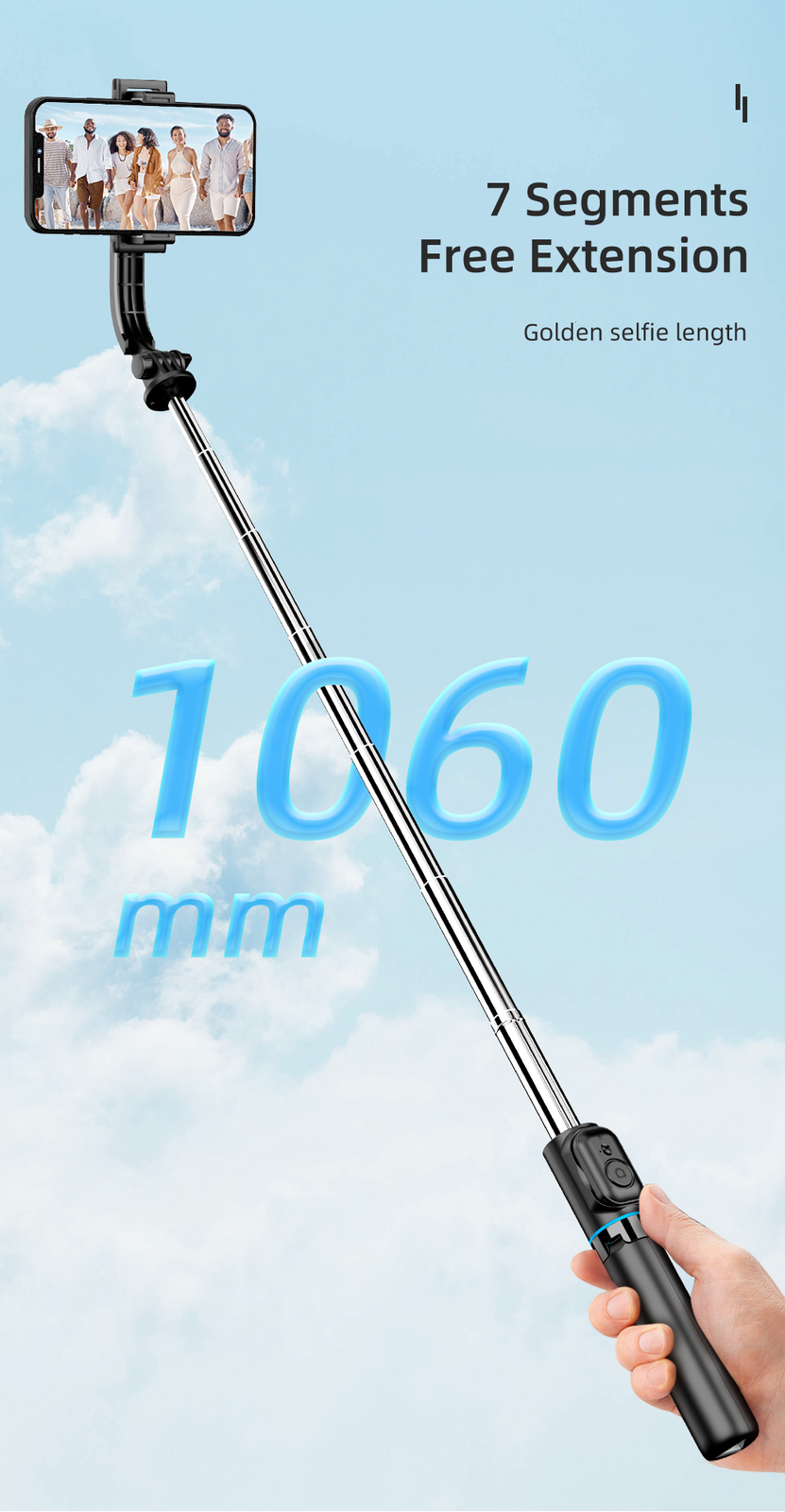 1060mm Portable Selfie Stick Tripod Phone Holder 40" Adjustable Stand Remote Set