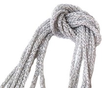 Approx 1.8mm-2mm wide 10-50y Soft Silver White Metallic Poly Knitted Cord L239