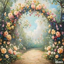 10'x10'CP Arch Flowers Garden Scenic Microfiber Fabric background backdrop SD261