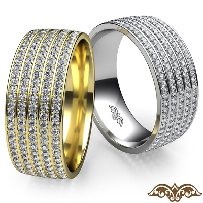 Men's Eternity Wedding Band Row Diamond Micro Pave Setting