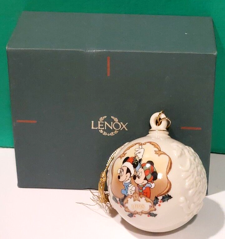 LENOX 1998 MICKEY MINNIE CHRISTMAS BALL ORNAMENT Disney mouse