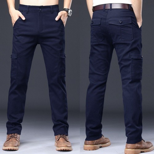 Men's Fashion Solid Color Tooling Elastic Straight Loose Comfortable Pants - Picture 37 of 45