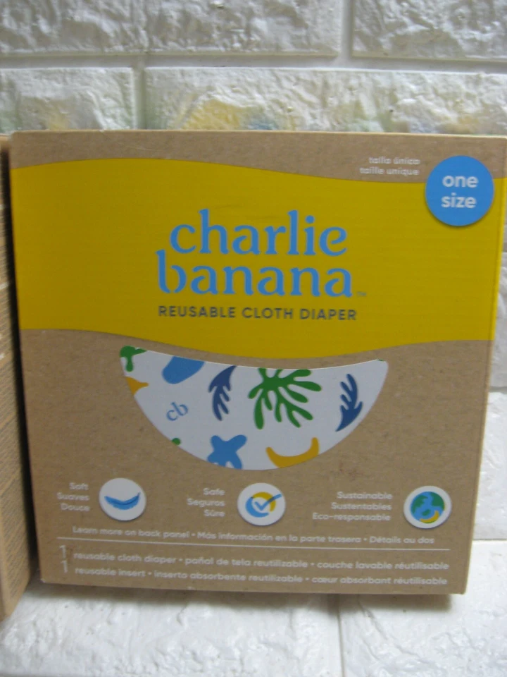 NUEVO Pañal de tela Charlie Banana talla única MÁS paquete de 3 insertos cáñamo/CTN reutilizable Foto 3 de 4