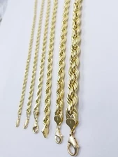 SOLID 10k Yellow Gold Real Rope Necklace 2 3mm 4mm 18"-30 Inch 10 kt gold Chain