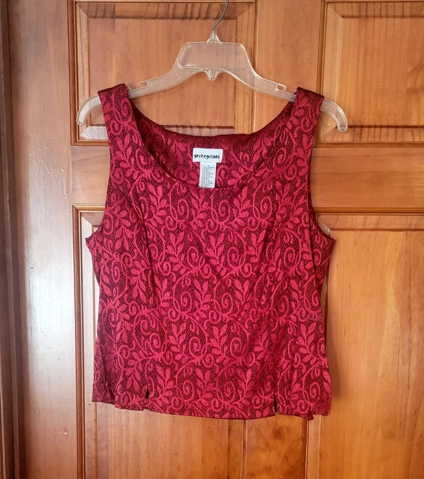 Traje de mujer Perceptions 3 piezas chaqueta negra falda/rojo  Foto 3 de 4