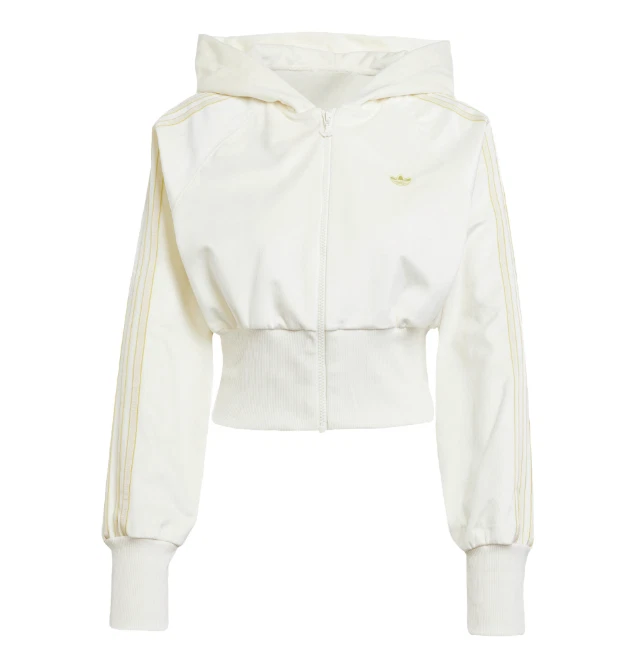 OFF WHITE Adidas Originals Felpa con cappuccio e zip in velluto Track Top Donna Giacca Casual AsiaFit JI5670