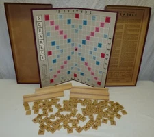 Vtg Scrabble Game Complete w/ Board 100 Wood Tiles & Rules Selchow & Righter USA