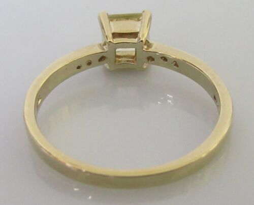 Gold Diamond Ring - 9ct Yellow Gold Citrine Diamond Band Ring Size N 1/2 - Picture 7 of 19
