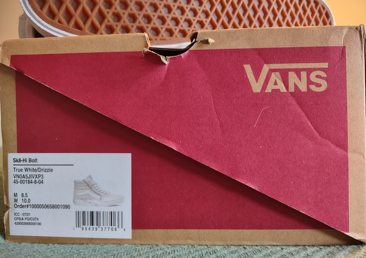 Vans Sk8-Hi BOLT Leather White/Drizzle Skate Retro Athletic 