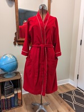 Munsingerwear Unisex Robe Red W/ White Piping 70s S-XL Vintage Velour