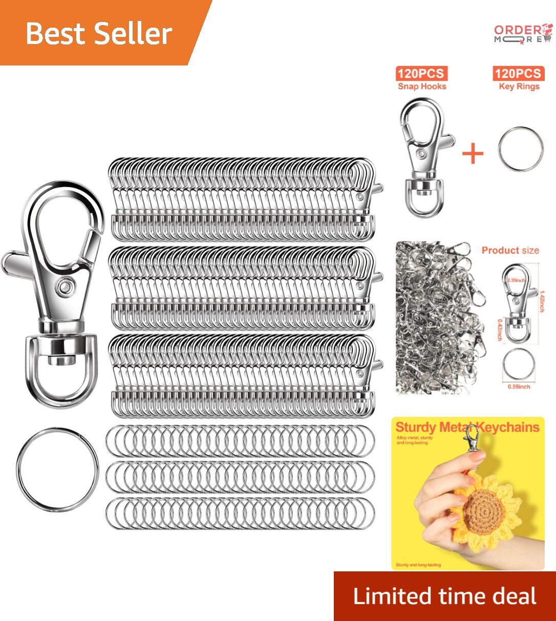 240PCS Keychains Zinc Alloy Clips 120 Lobster Claw, Jewelry Making, Crafts