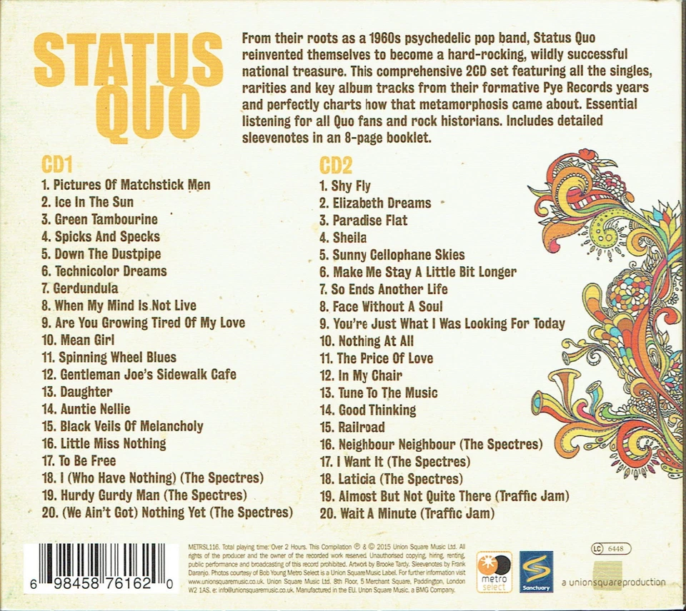 (2CDs) Status Quo - The Very Best Of The Early Years -Pictures Of Matchstick Men - Bild 2 von 2