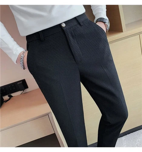 Business Casual Suit Pants For Men Clothing Fit Formal Wear Trousers 36 - Imagen 19 de 30