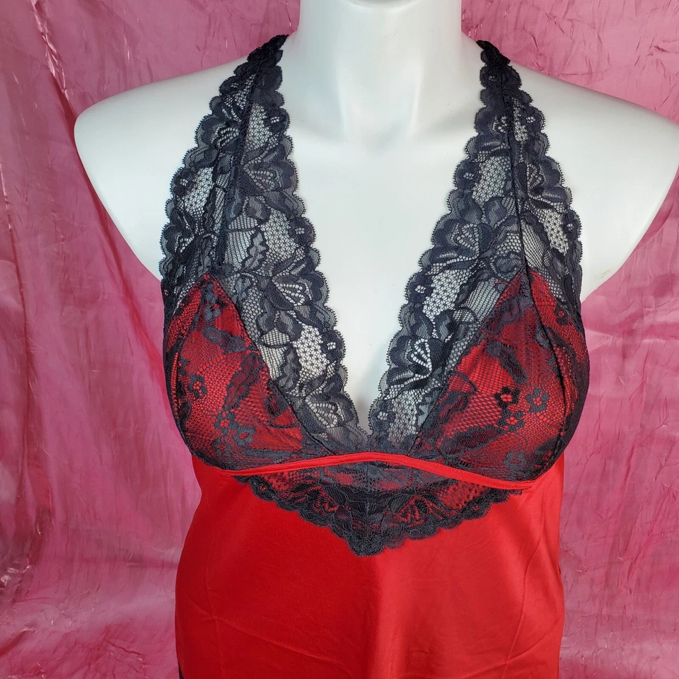 Lencería de encaje satinado sedoso Babydoll Negligee talla grande XL sexy Sissy Negligee Foto 2 de 4