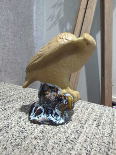 Vintage Shiwan Pottery Eagle Figurine, 4" Tall, Stoneware Osprey Figure Rare