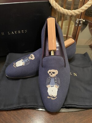 Ralph Lauren Purple Label Size 9D Buzzy Bear Slippers Shoes  display picture 1
