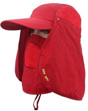 NEOSAN Sport Sun Protection Hats Fishing Caps Flap Wide Brim Mesh Hat - Red