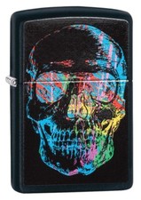 Zippo 28042, Artistic Colorful Skull Design, Black Matte Finish Lighter