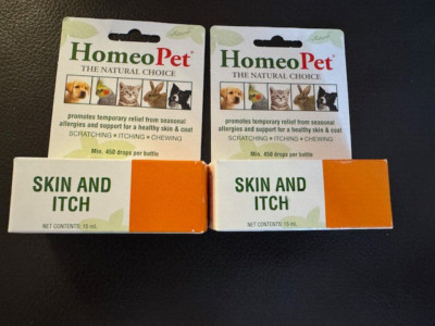 LOT OF 2 HomeoPet Natural Choice Skin & Itch Support 15/30 ML DOGS CATS PETS