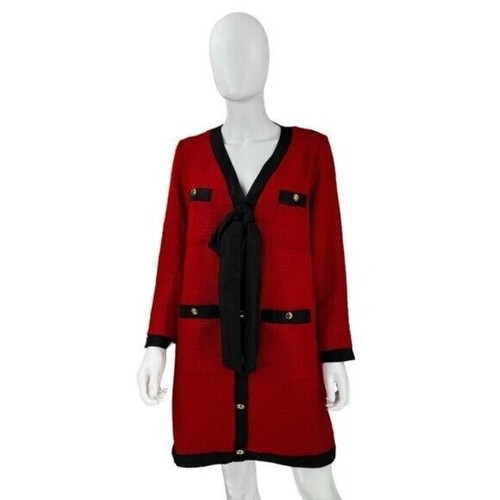 Biesen NEU rot Coco Tweed Langarm Retro Preppy Minikleid Gr. L - Bild 11 von 12