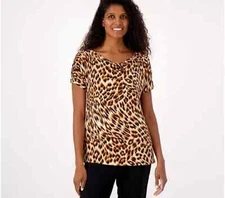 Attitudes by Renee Illusions Printed Tunic Sahara Leopard Size 1X A516246