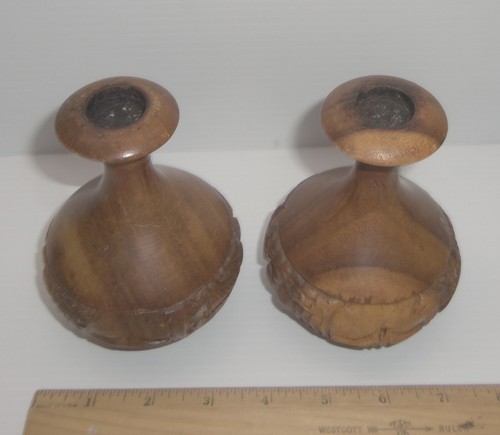 2 Vintage Asian Solid Wood Hand Carved Incense Burners - Holders