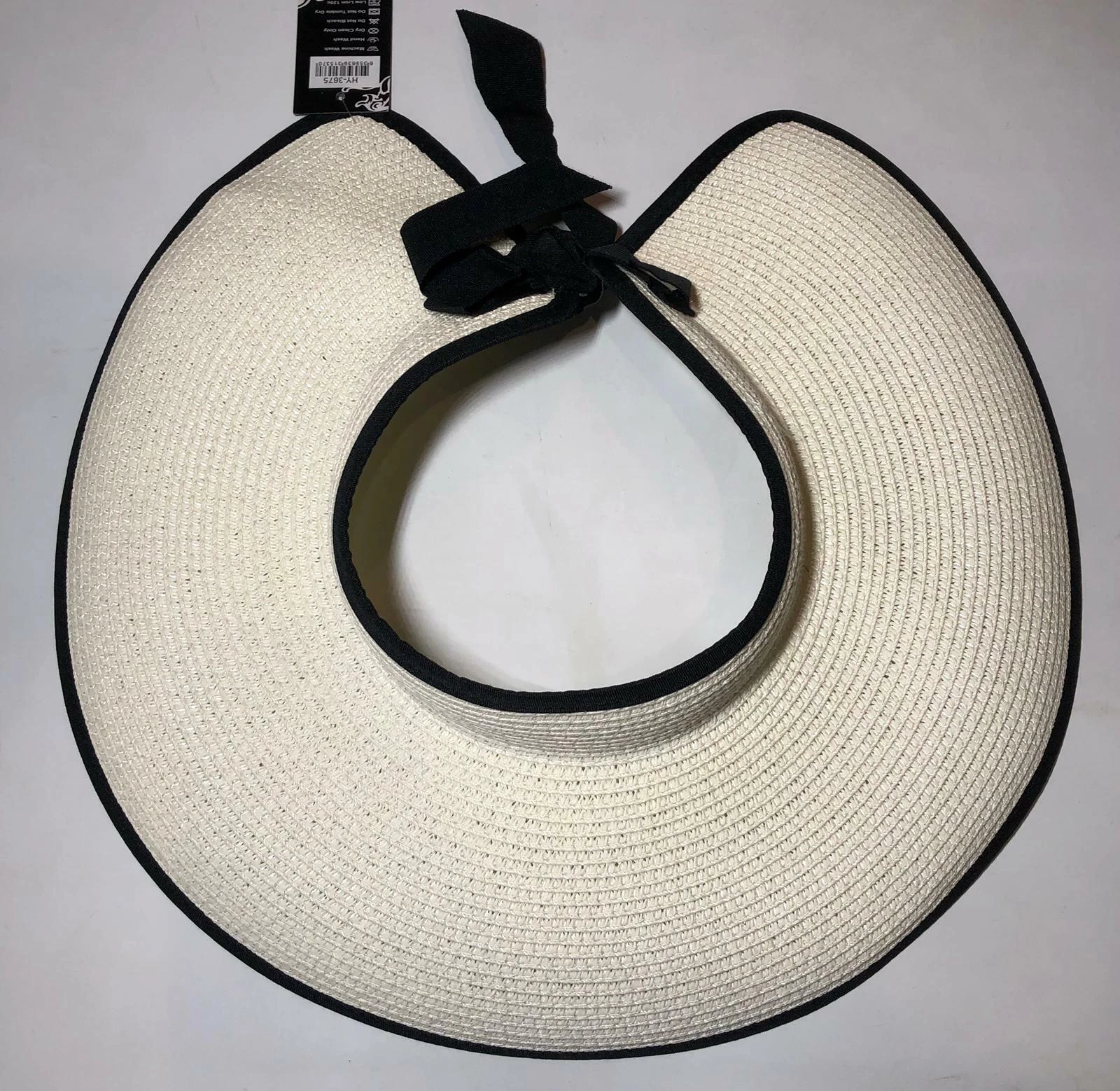 Beach Solid Rolled Packable Full Visor Bow Straw SPF50 Summer Women's Sun Hat