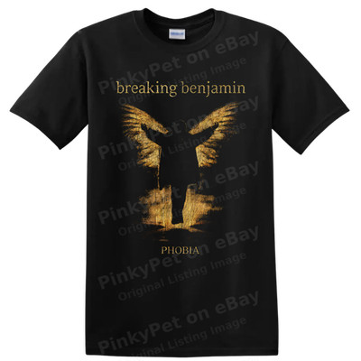 Breaking Benjamin Phobia T Shirt Golden Angel Wings Rock Music Graphic Art Tee