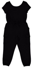 Wonder Nation Black Play Jumpsuit Girls Medium 8 Casual Cargo Pocket NWT