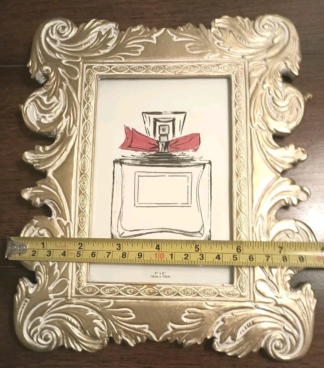 Azzure Home 4x6 Ornate Picture Frame Gold Scroll White Accent