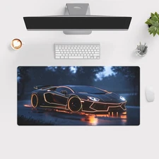 40*90cm1pc Glowing Car Design Rubber Mouse Pad, Desk Mat for Gaming, Office, and