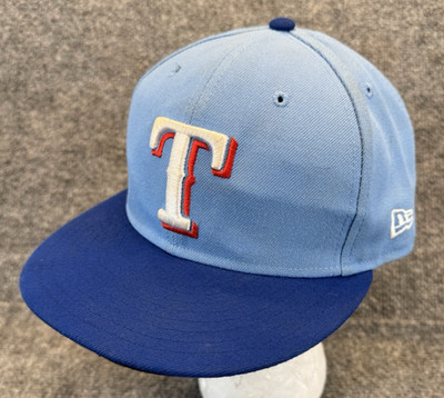 Texas Rangers New Era 59FIFTY On-Field Fitted Hat Size 7 3/8 Light Blue Navy
