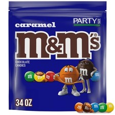 M M'S Caramel Milk Chocolate Candy Bulk Pack, Party Size, 34 oz Resealable Bag f