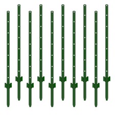 3-4-5-6-7 Feet Metal Fence Post,4 Feet 10 Pack Heavy Duty Garden Fence Post,S...