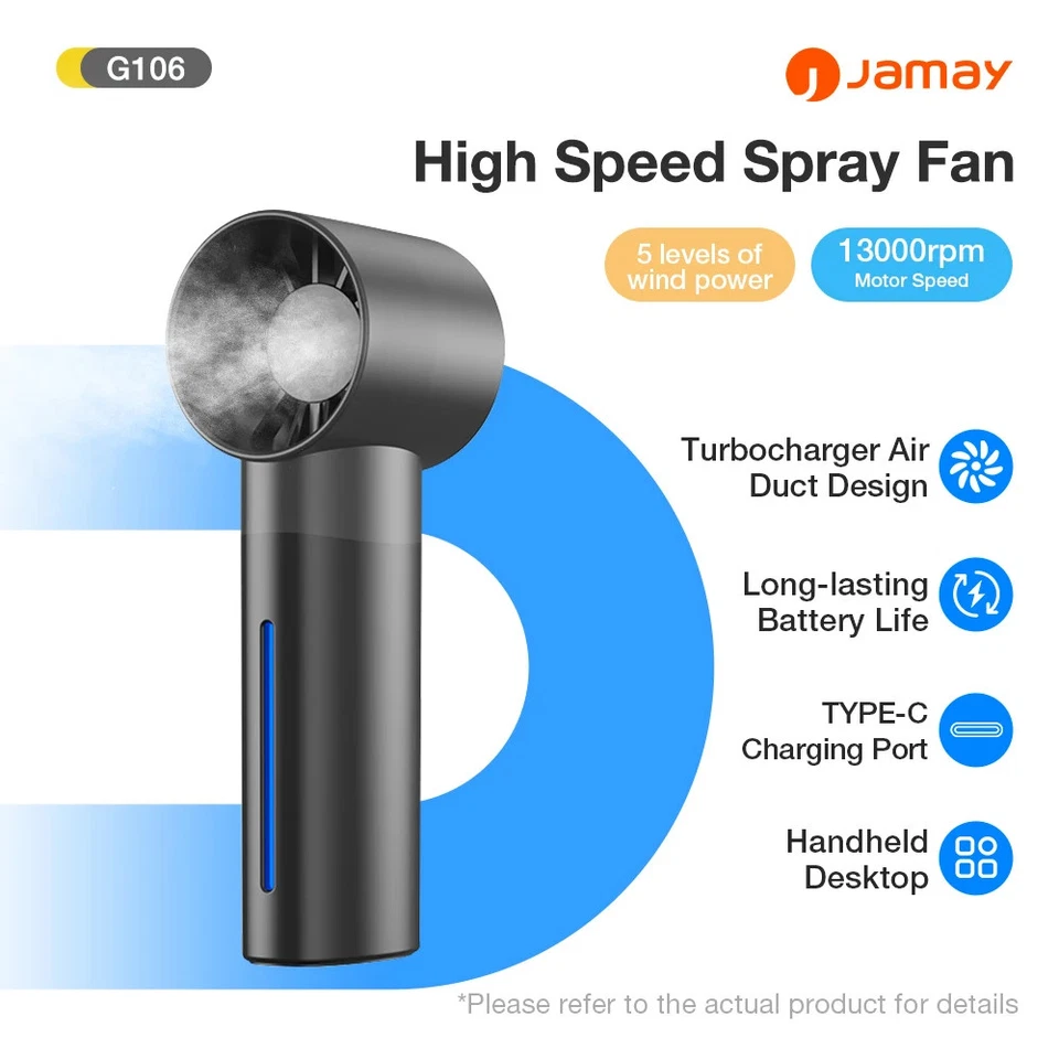 Portable Mist Fan 5-Speed USB Rechargeable Handheld Humidifier Cooling Fan - image 3 of 4