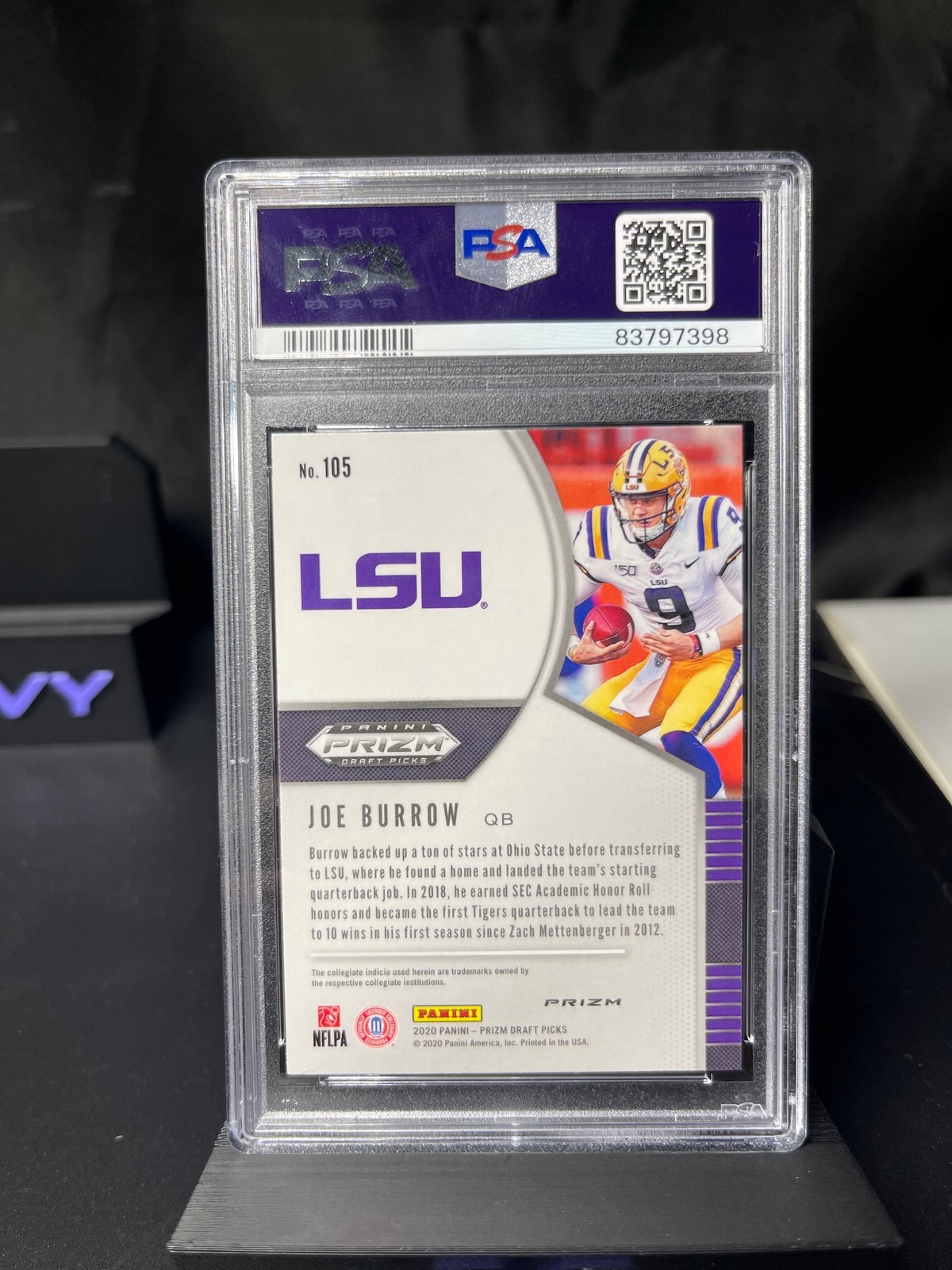Joe Burrow 2020 Panini Prizm DP Pink Pulsar Prizm Rookie PSA 10 view 2