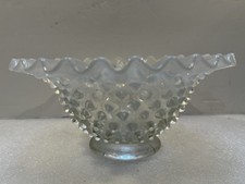 Vintage Fenton French White Opalescent Hobnail 7 Glass Ruffled Edge Bowl