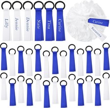 24 Pcs Cheerleader Pom Poms Tag Gear Tags Holder for 1 x 6 inch, Blue, White