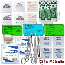 IFAK Individual First Aid Kit Refill, 28 Piece Emergency Medical Supplies