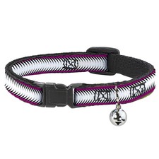 Cat Collar Breakaway with Bell Fish Tail Fuchsia/Black/White NARROW Fits 8.5-12"