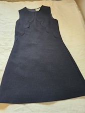 Goat Neve round neck Womens  navy Blue Sleeveless  100% Wool Shift Dress. UK 10