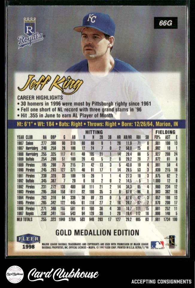 1998 Ultra Gold Medallion #66G Jeff King - Image 2 of 2