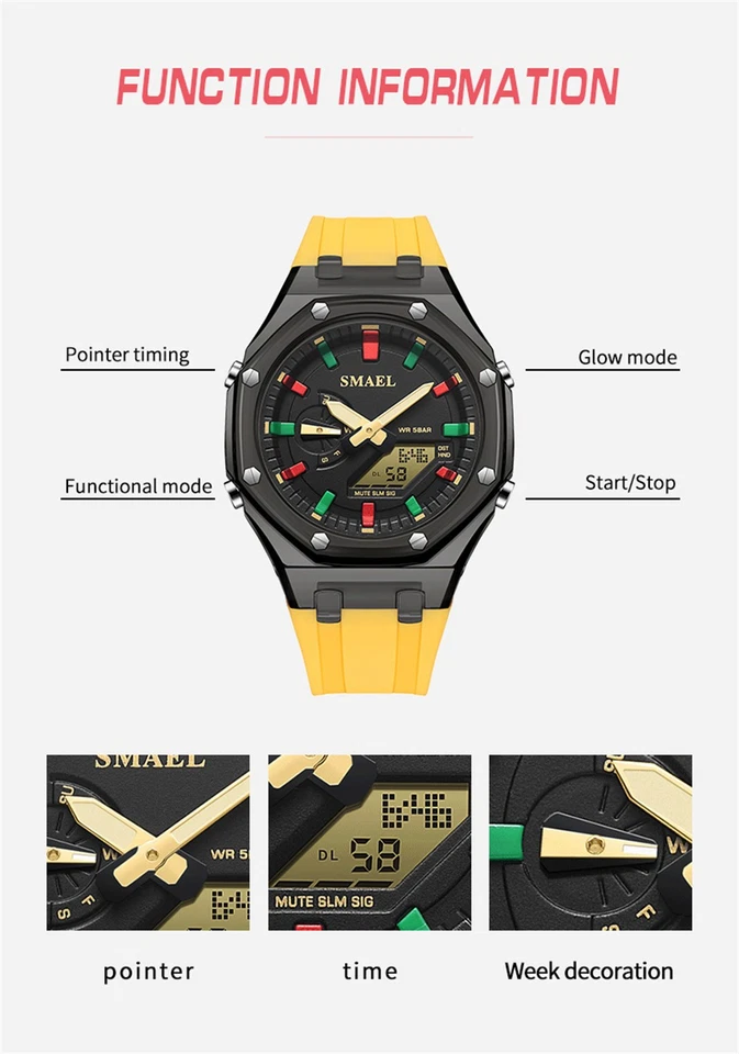 SMAEL Women Pink Watch Digital LED Watches Student Boys Girls Sport Wristwatch - image 4 of 4