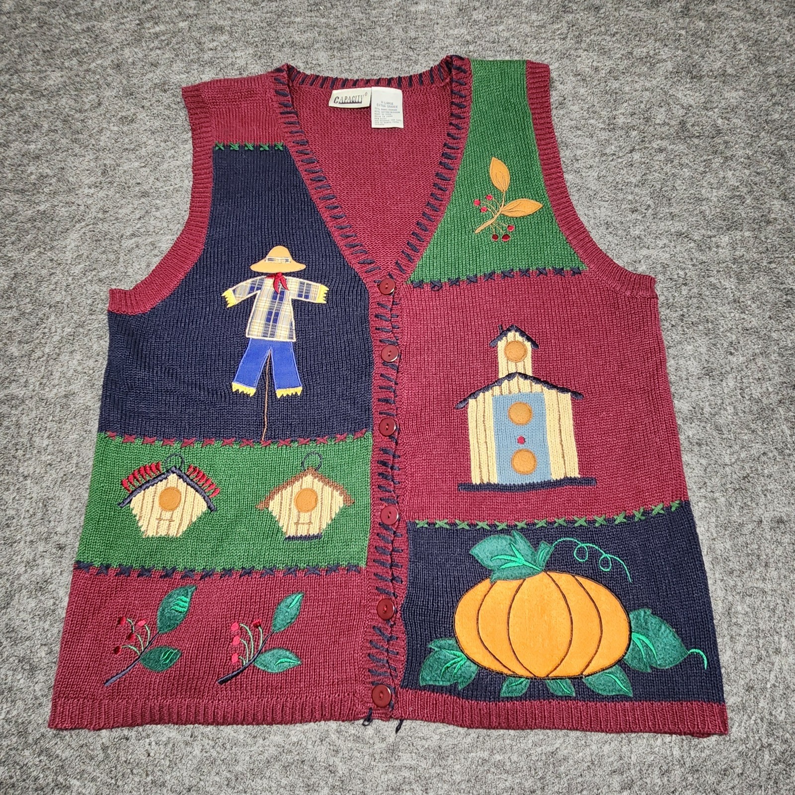 Womens Capacity Fall Pumpkin Patchwork Embroidere… - image 1